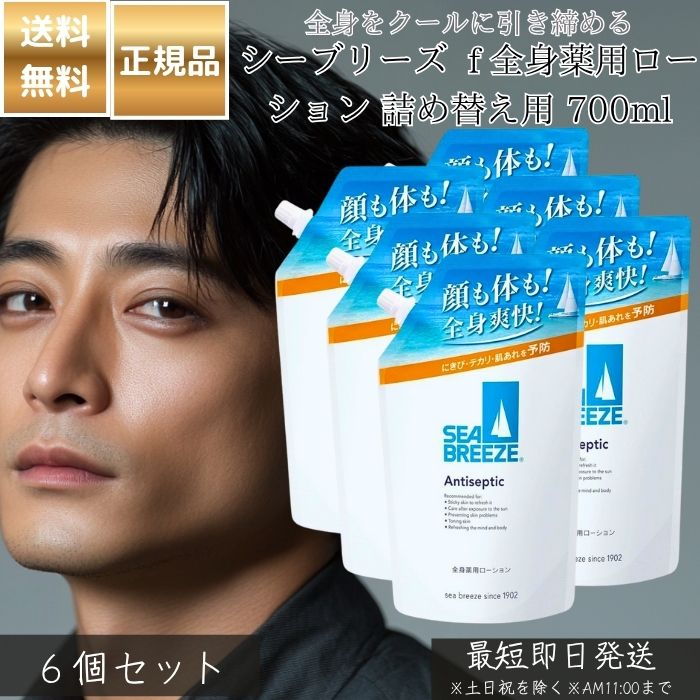 ファイントゥデイ シーブリーズ アンティセプティック f 全身薬用ローション 詰め替え用 700ml ×6個セット │ 医薬部外品 制汗 デオドラント スキンケア リフレッシュ 爽快 クール 大容量 ボディケア 日本製 正規品