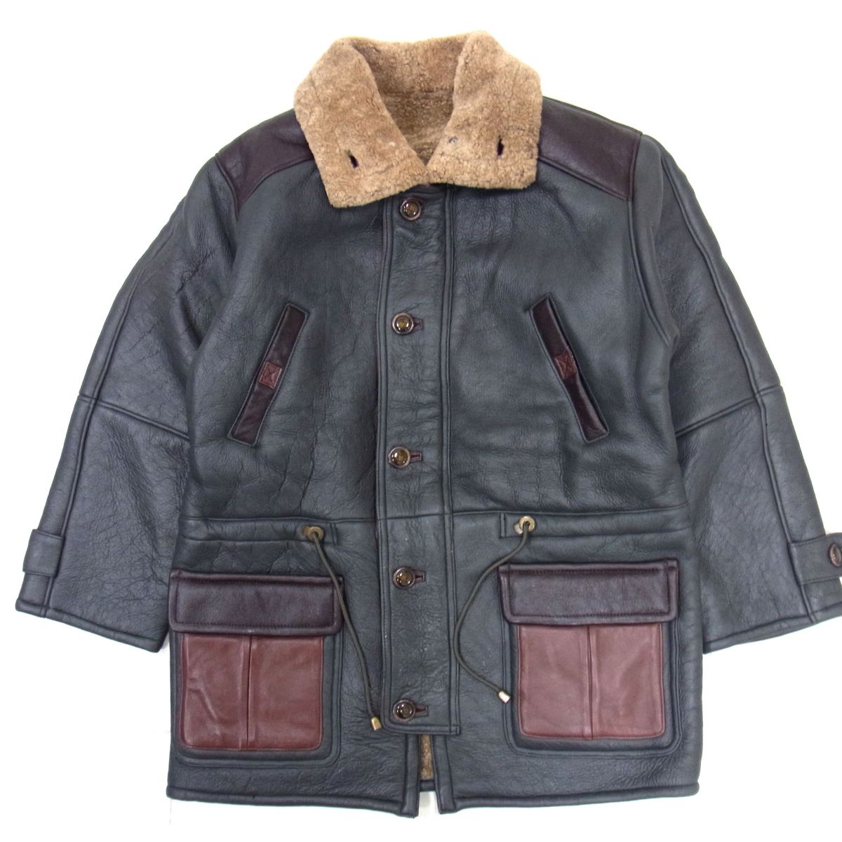 定価20万 90s ヴィンテージ VIA NUOVA PELLE ビア ヌォーヴァ ペレ リアルムートンコート B-7タイプ ジャケット メンズ