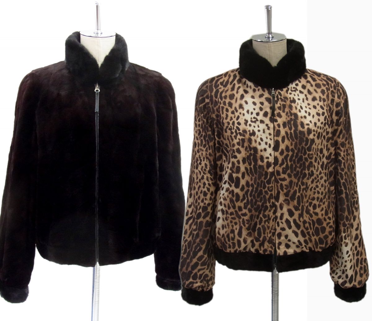 【中古】美品 高級毛皮◇MINK FUR&times;SILK シェアードミンク&times;レオパード リバーシブル 毛皮ジャケット 毛艶 レディース｜ユーズドセレクトショップ BLUE 18,744円