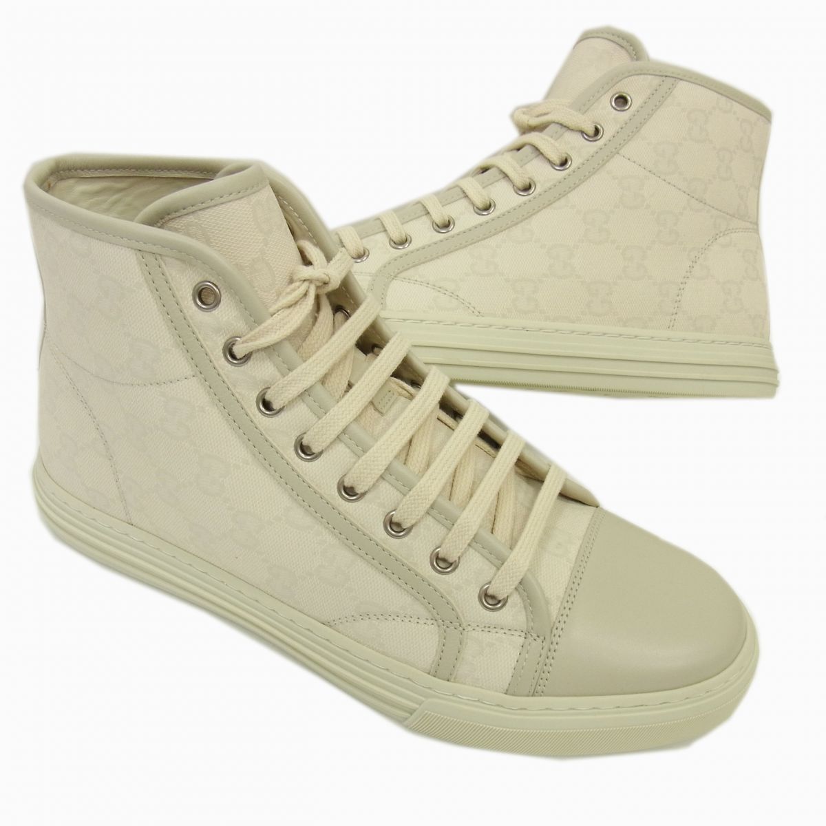 【未使用】◇GUCCI GGキャンバス ハイカット スニーカー アイボリー グッチ シマ 426188 メンズ シューズ サイズ7 イタリア製｜ユーズドセレクトショップ BLUE 30,030円