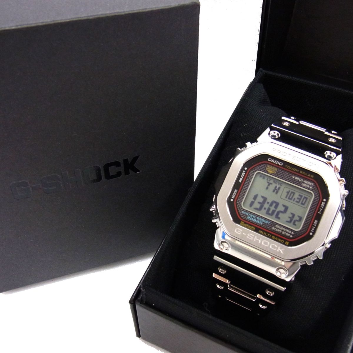 【中古】美品 ☆G-SHOCK カシオ 腕時計 ウォッチ タフソーラー 電波時計 GMW-B5000 フルメタル ステンレス マルチバンド6 Bluetooth