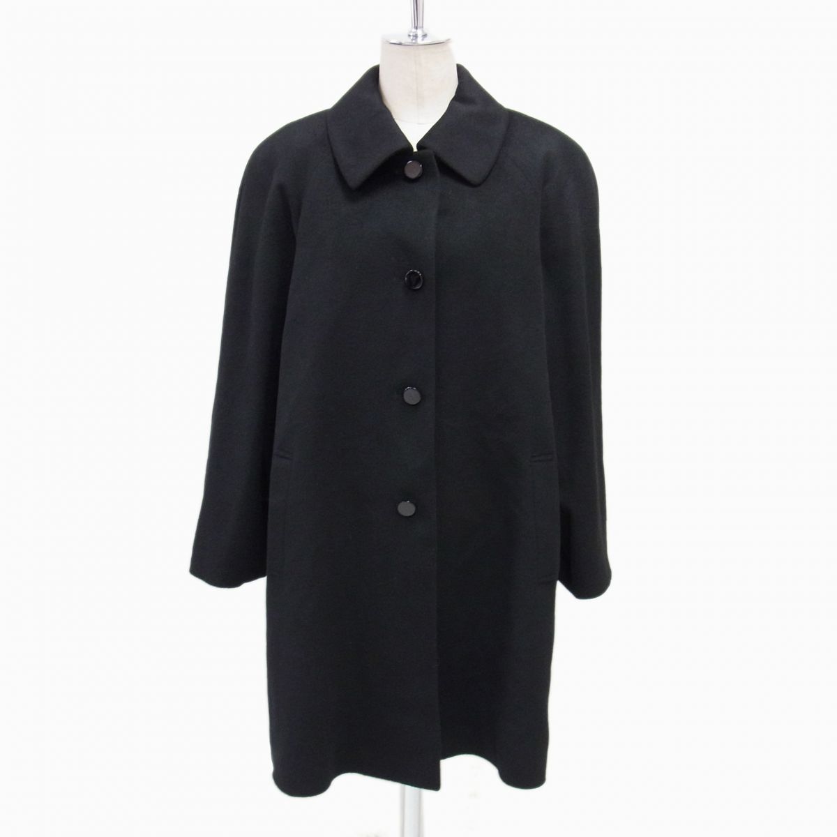 【中古】美品◇Pire Cashmere カシミヤ100％ チェスターコート ブラック 高品質 冬物 婦人服 レディースアウター