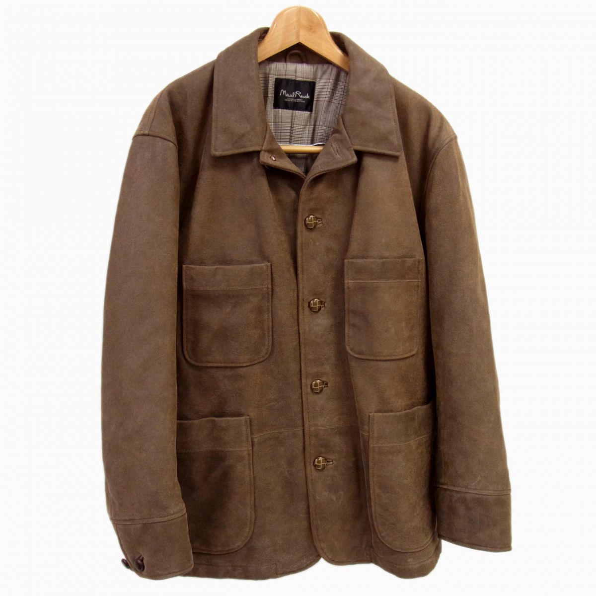 【中古】90年代◇MAULRUCK TAKEO KIKUCHI クラック加工 レザージャケット モールラック タケオキクチ ダークブラウン 中綿入り メンズ