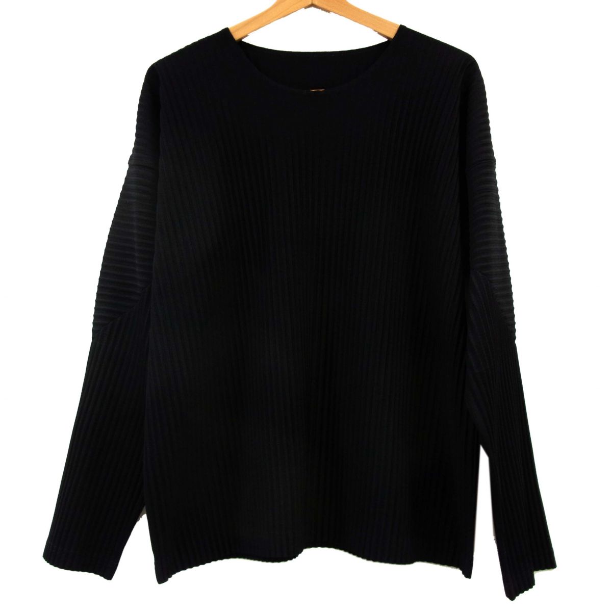 【中古】美品◆HOMME PLISSE ISSEY MIYAKE ベーシック ロングスリーブ プリーツ カットソー ラウンドネック プリーツ加工 イッセイミヤケ