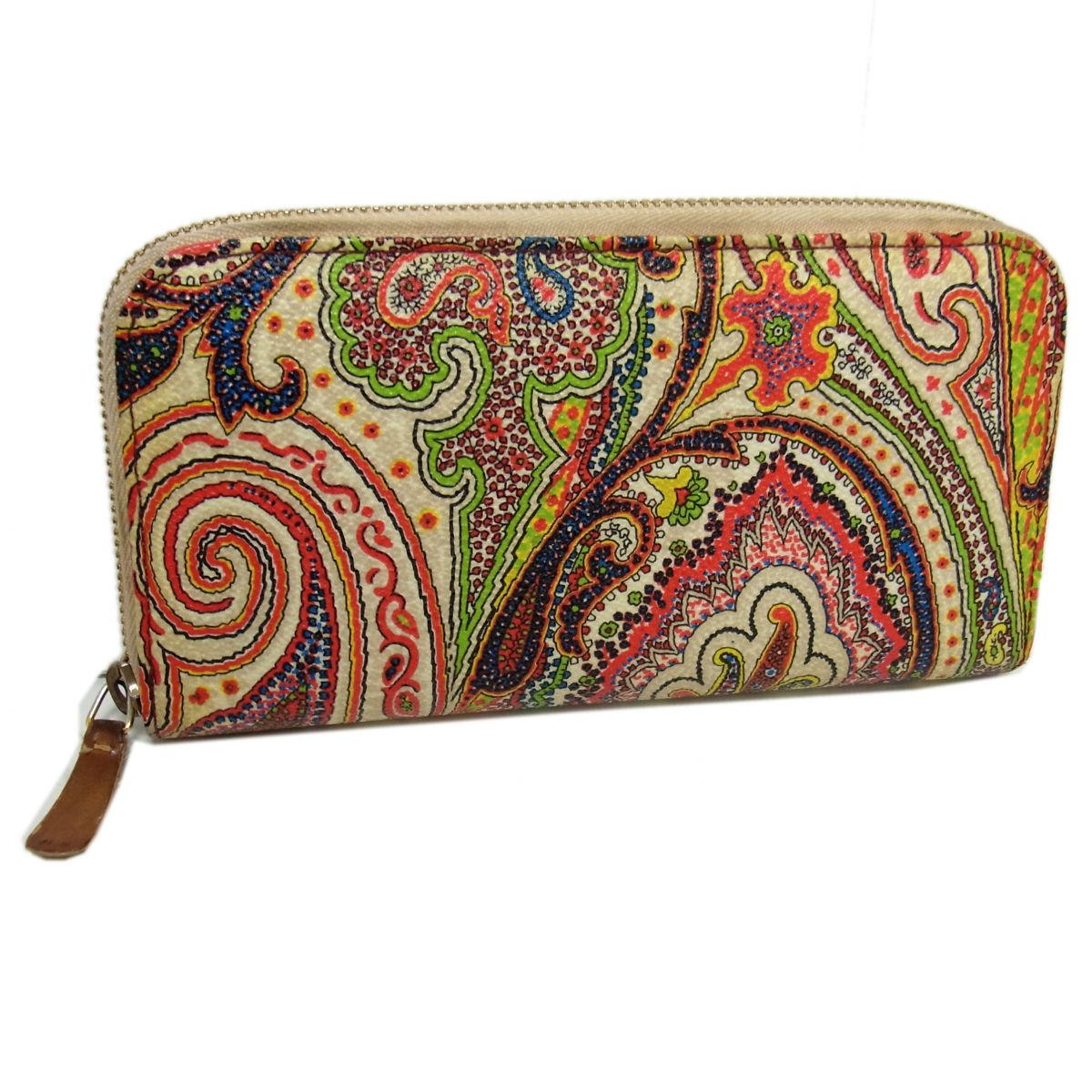 【中古】◇ETRO エトロ ラウンドジップウォレット 長財布 小銭入れあり ペイズリー柄 レディース イタリア製