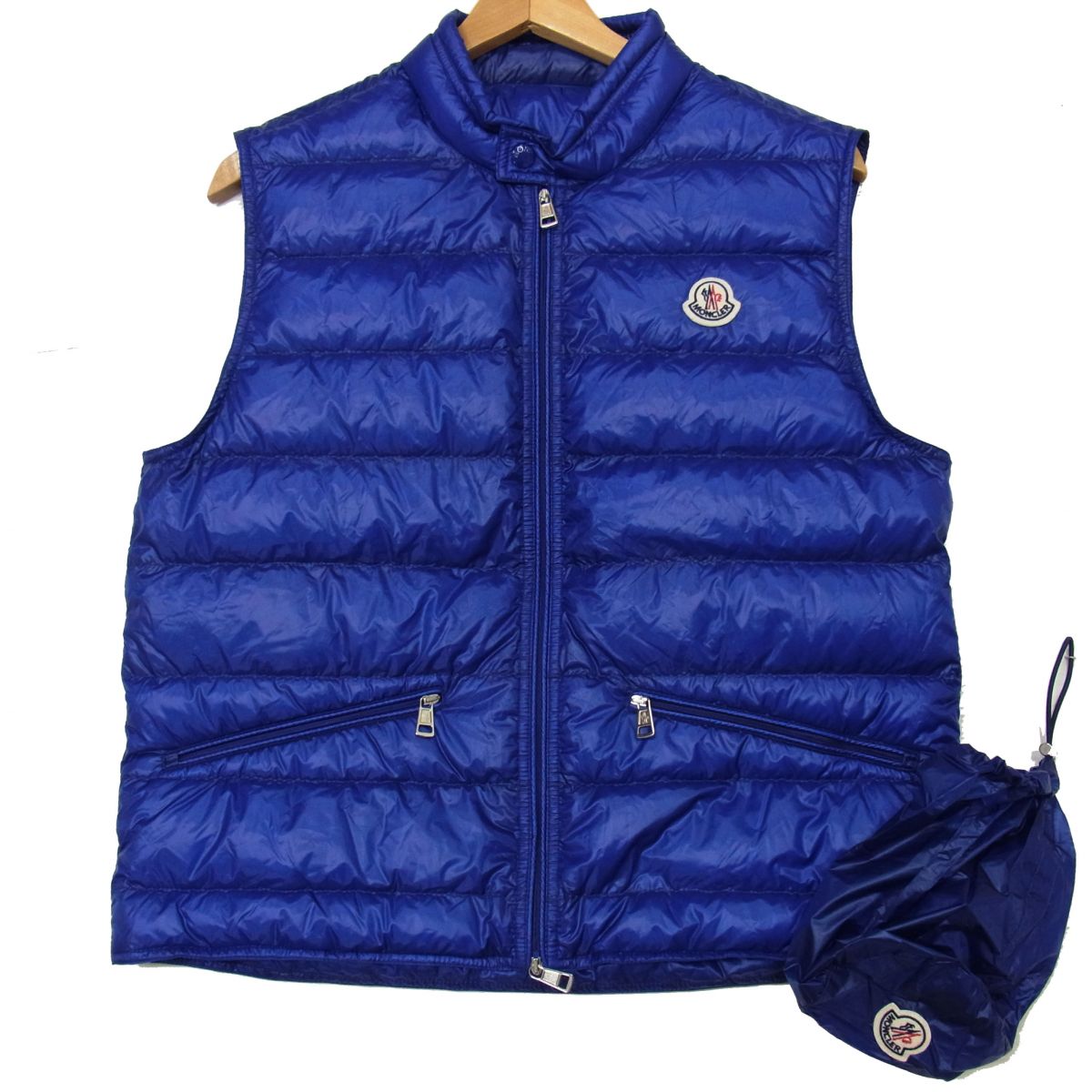 【中古】美品☆MONCLER モンクレール GUI GILET ダウンベスト 20AW メンズ ブルー Wジップ ロングセゾン Wジップ ジップベスト 収納ポーチ付き｜ユーズドセレクトショップ BLUE