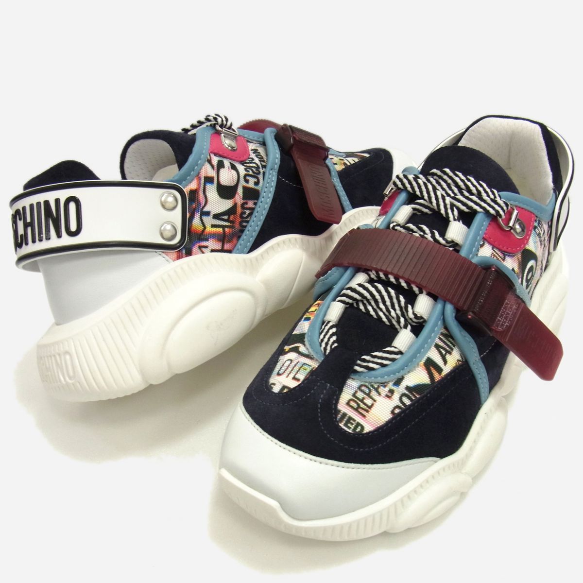 【未当てはめる】☆MOSCHINO モスキーノ シュミーズ 3D ラバーソール スニーカー 置き目はね除ける メンズ 靴 イタリア製