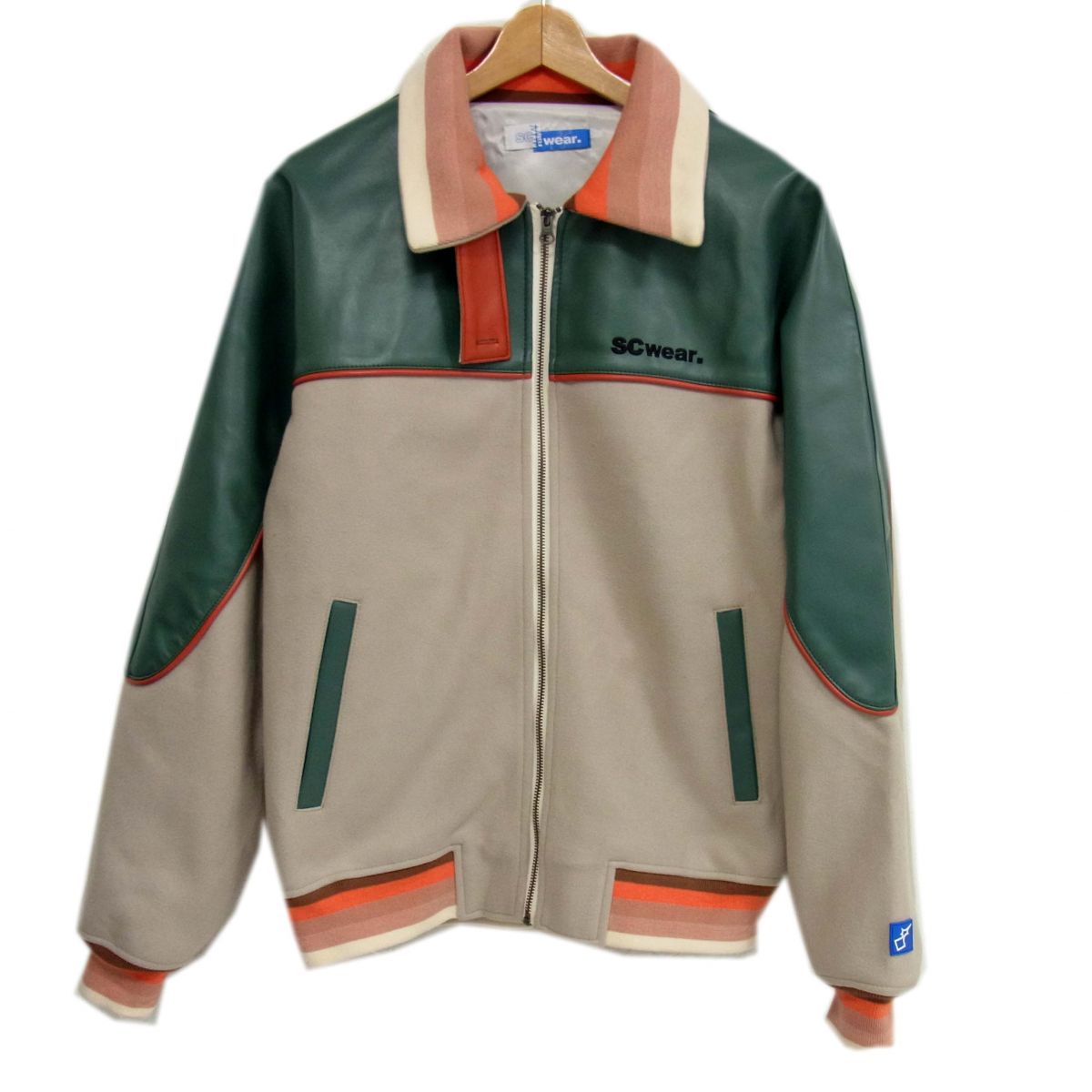【中古】美品 ◇SCWear ジップジャケット ブルゾン ジャンパー エコレザー切り替え バイカラー スクウェア メンズ｜ユーズドセレクトショップ BLUE