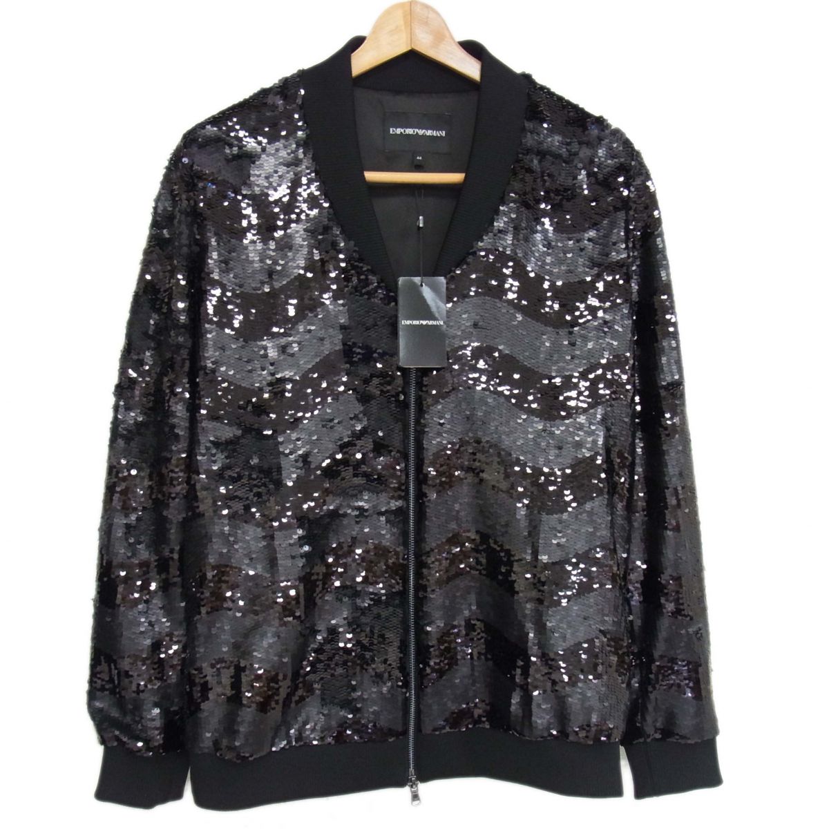 【未使用】 黒タグ 最高峰◇EMPORIO ARMANI スパンコール ジップジャケット ブラック 6G2B84 2NUQZ アルマーニ メンズ 27,335円