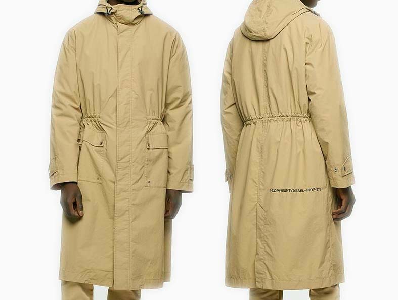 【未使用】◇DIESEL J-LUIS JACKET 21AW エンブロイダリーコートジャケット モッズコート ディーゼル ベージュ メンズ 人気モデル｜ユーズドセレクトショップ BLUE