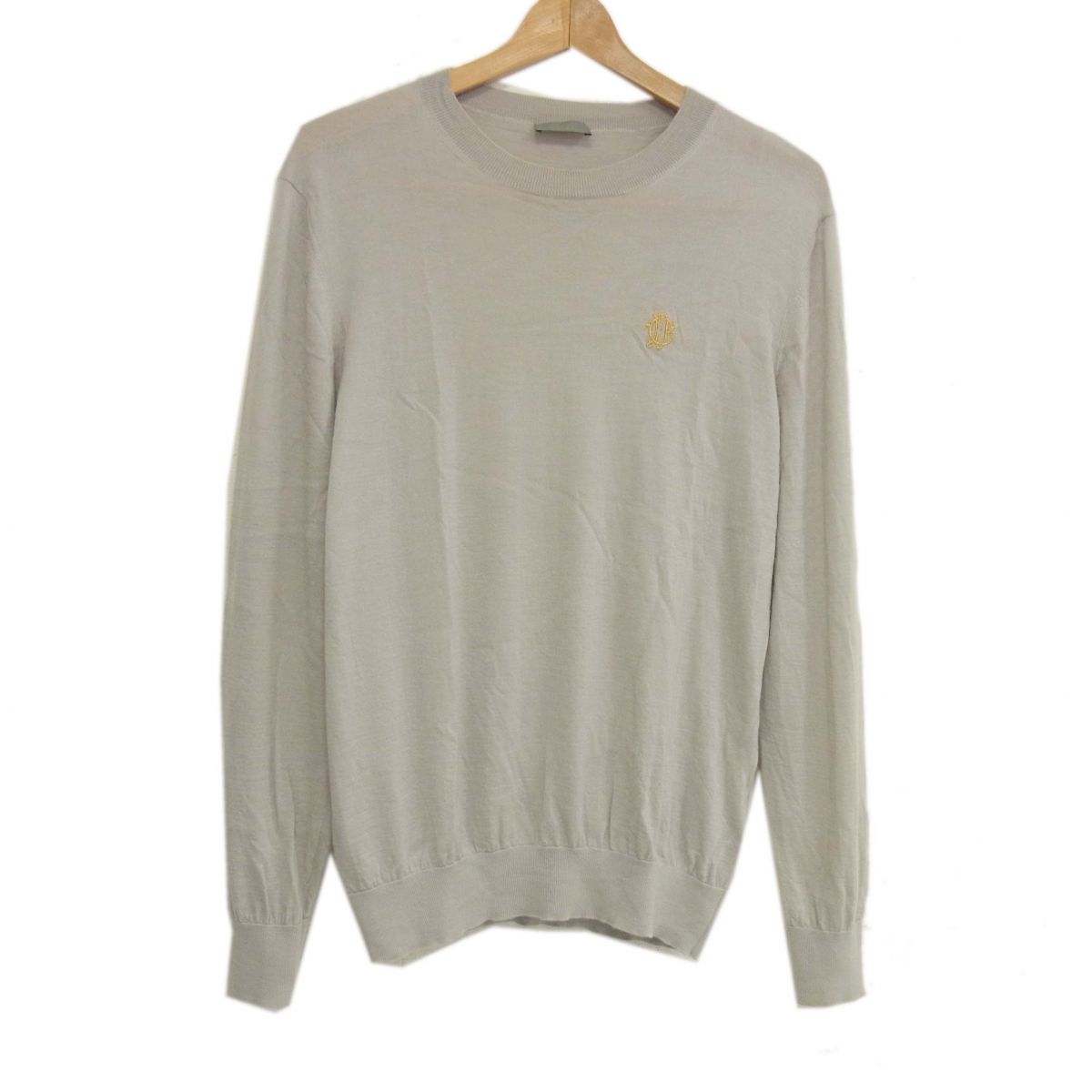 【中古】◇DIOR HOMME カシミール100％ 編み物プルオーバー ゴールドロゴタイプ刺しゅう 透け透け 歳月冬 クリスチャンディオール オム メンズ イタリア製