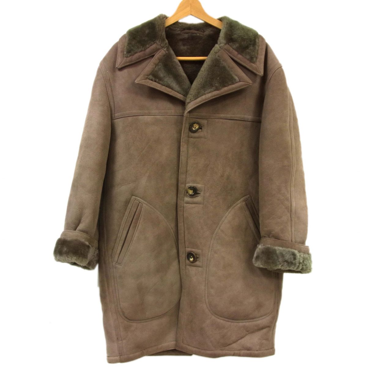 【中古】◆Harrods ハロッズ ムートンコート 英国製 シアリングラム ムートンボア 冬物 メンズ