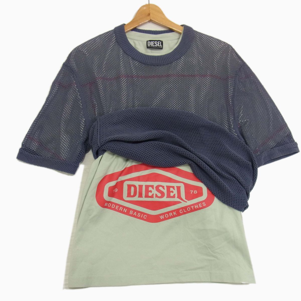 【中古】◇DIESEL K-RAPIDS KNIT WEAR レイヤード メッシュニット Tシャツ カットソー 半袖シャツ 夏物 ディーゼル メンズ