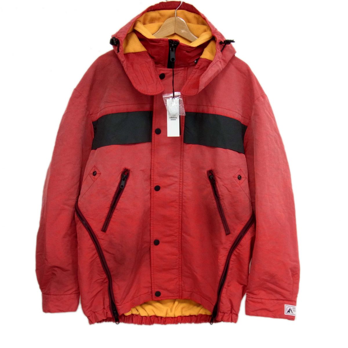 【未使用】 ◇DIESEL W-TRODD JACKET 22aw ヴィンテージ汚し加工 パーカージャケット サイドジップ レッド ディーゼル メンズ