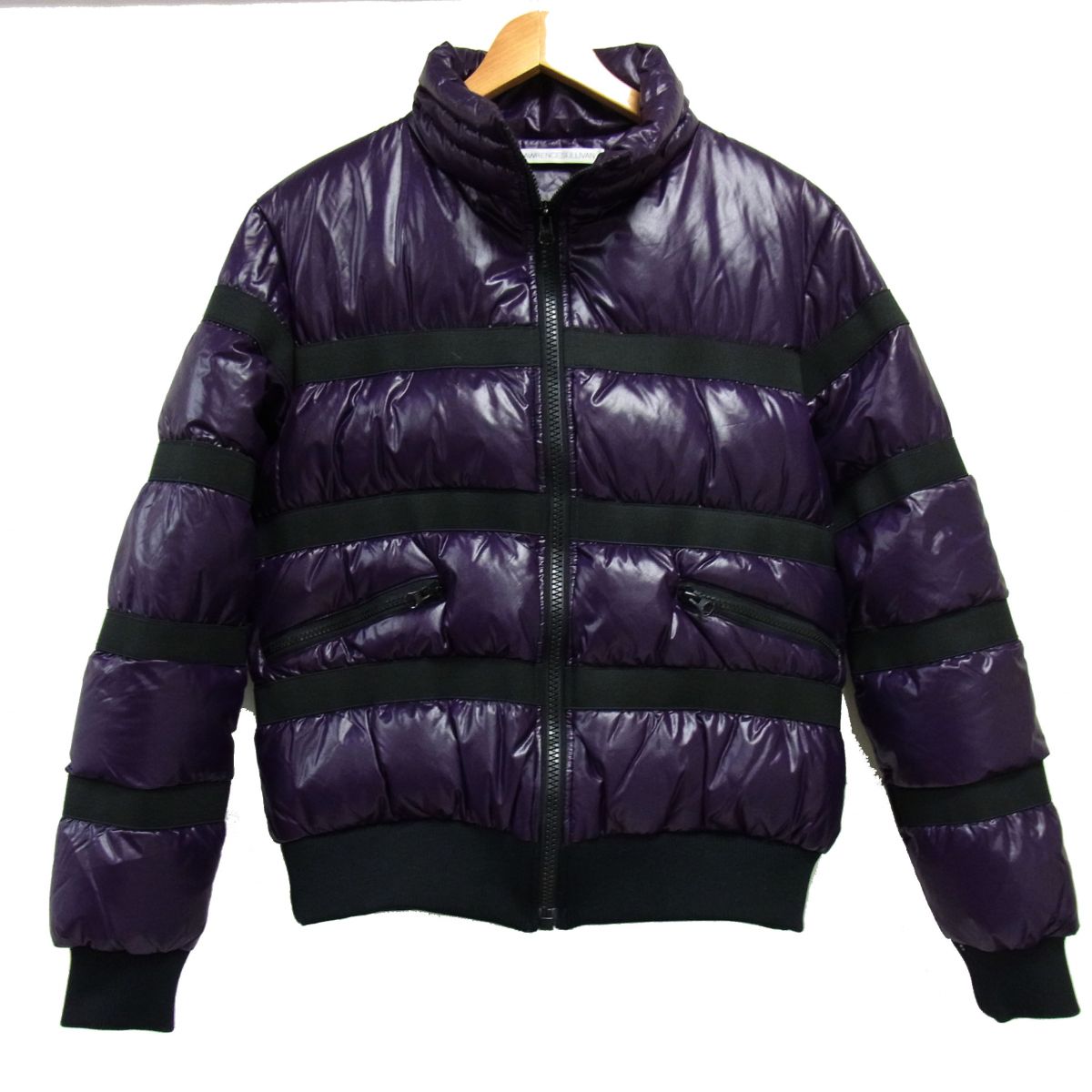 【中古】美品☆JOHN LAWRENCE SULLIVAN　ダウンジップジャケット パープルカラー メンズ ボーダー柄