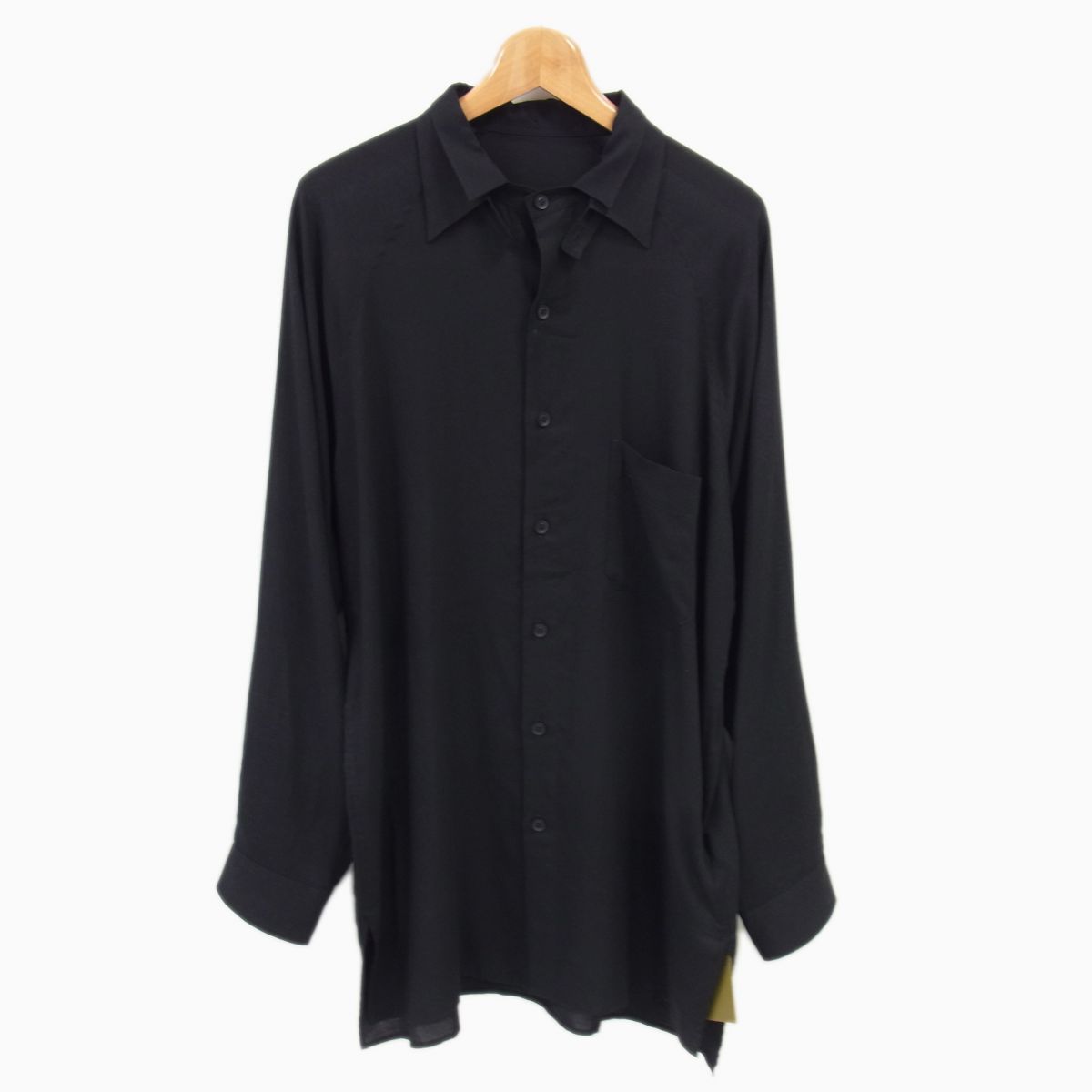 【未使用】◇Yohji Yamamoto POUR HOMME 2重襟 レイヤード ロング ドレスシャツ ブラック HS-B37-216-1 ヨウジヤマモトプールオム｜ユーズドセレクトショップ BLUE