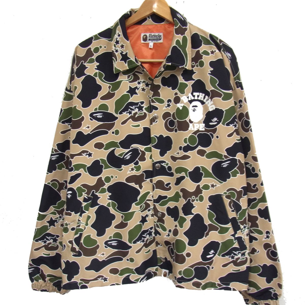 【中古】美品☆A BATHING APE コーチジャケット STA CAMO RELAXED FIT COACH カモ柄 迷彩 メンズ アベイシングエイプ 大きめサイズ XL