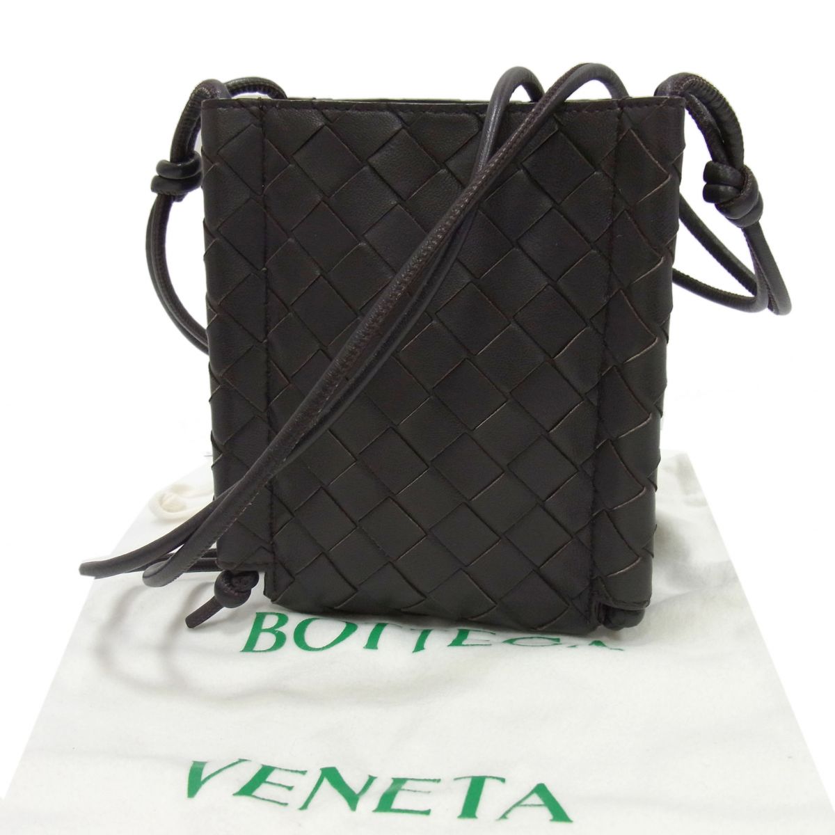 【中古】美品☆BOTTEGA VENETA ミニ ザ ノット ショルダーバッグ イントレチャート クロスボディバッグ ミニバッグ イタリア製 メンズ レディース｜ユーズドセレクトショップ BLUE