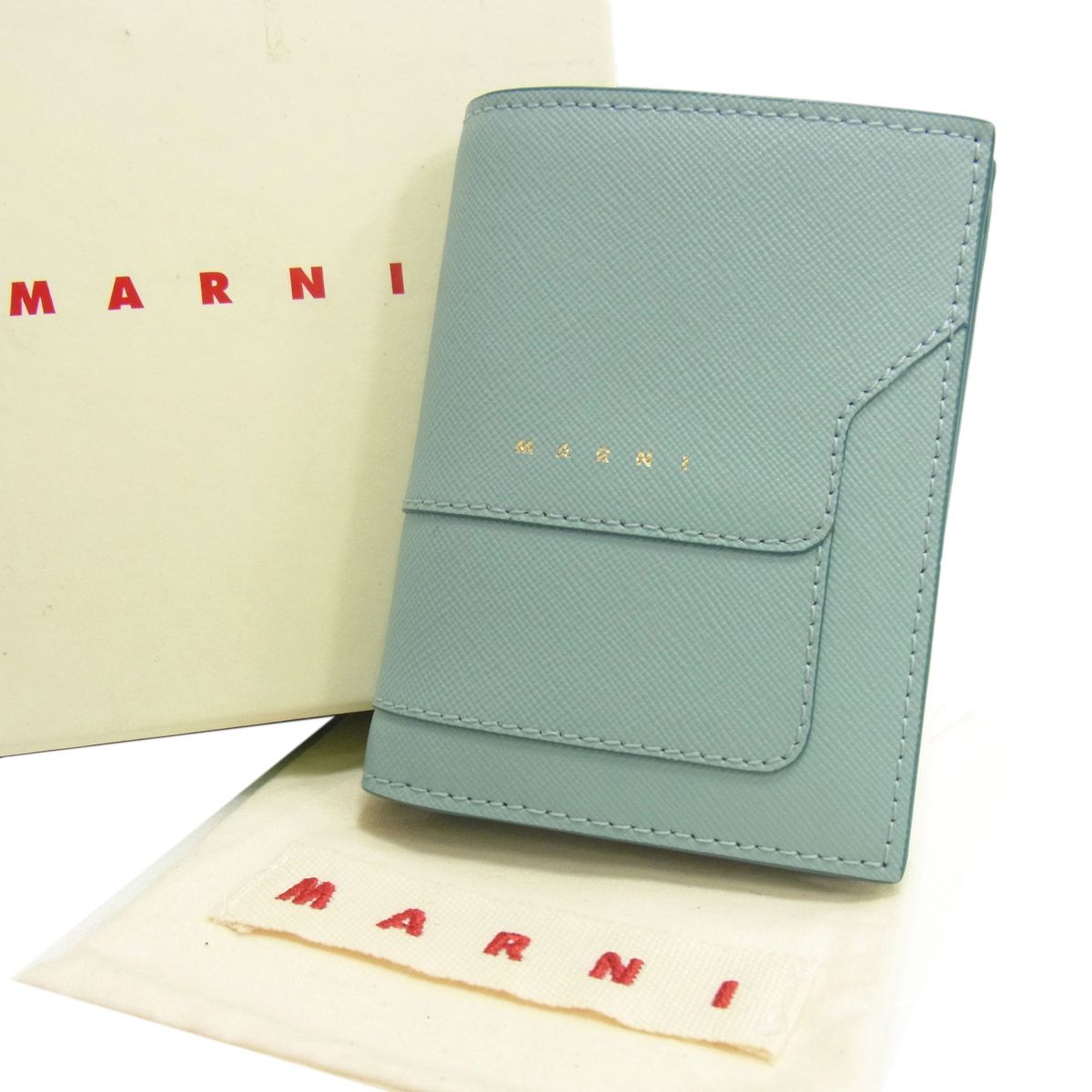 楽天市場】マルニ MARNI 二つ折り財布 レザー カーキ×ホワイト