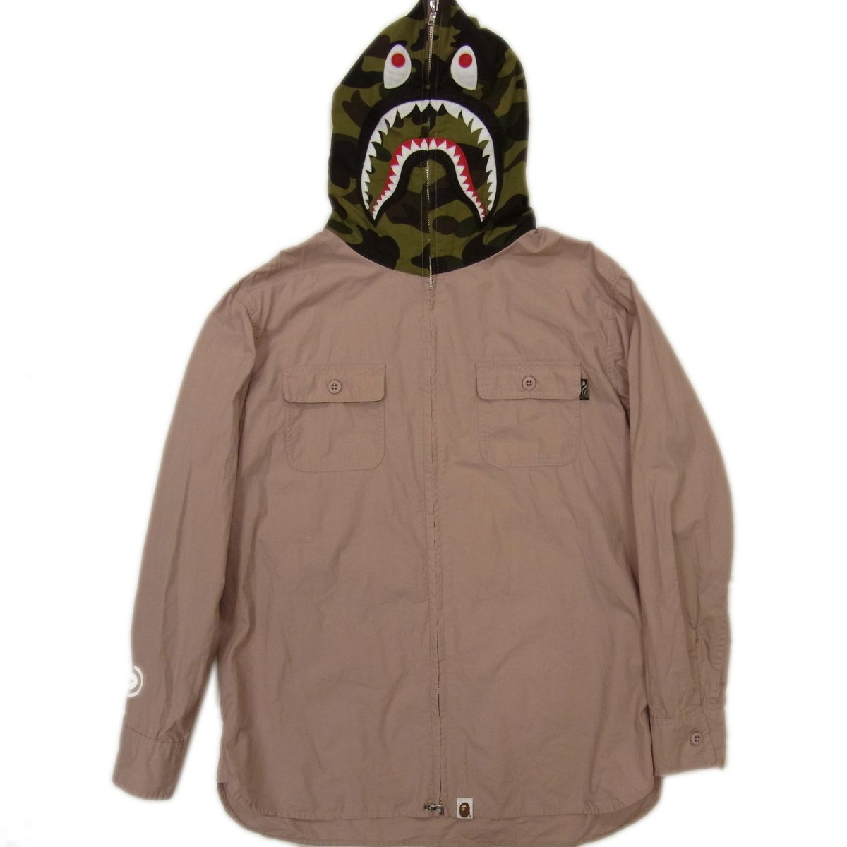 【中古】美品☆A BATHING APE アベイシングエイプ 1st CAMO シャーク フーディーシャツ 秋物 日本製 Wジップ フード シャツ ジャケット カモフラ柄|ユーズドセレクトショップ BLUE