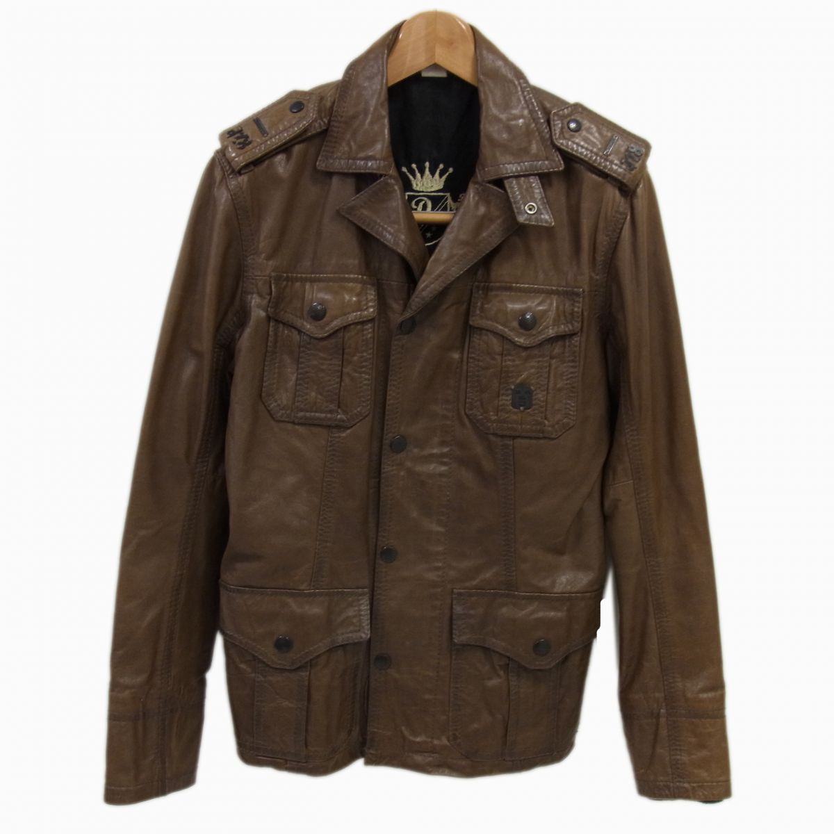 【中古】◇DIESEL M-65 レザー ミリタリー フィールドジャケット ハンタージャケット 牛革 ダークブラウン ディーゼル メンズ 激シブ