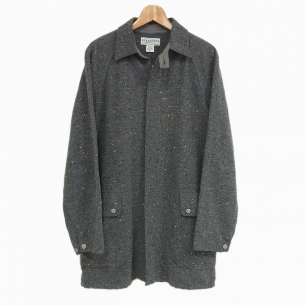 【中古】◇SASSAFRAS Fall Leaf Coat Weather Cloth ネップ加工 フォールリーフコートプラス ウェザークロス グレー ササフラス メンズ｜ユーズドセレクトショップ BLUE