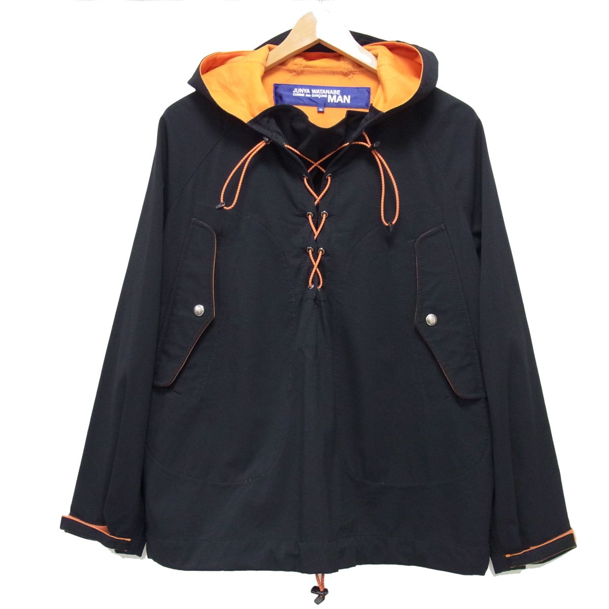 【中古】美品☆JUNYAWATANABE COMMEdesGARCONS MAN 05ss レースアップ プルオーバーパーカー アノラックパーカー マンパ 日本製 メンズ