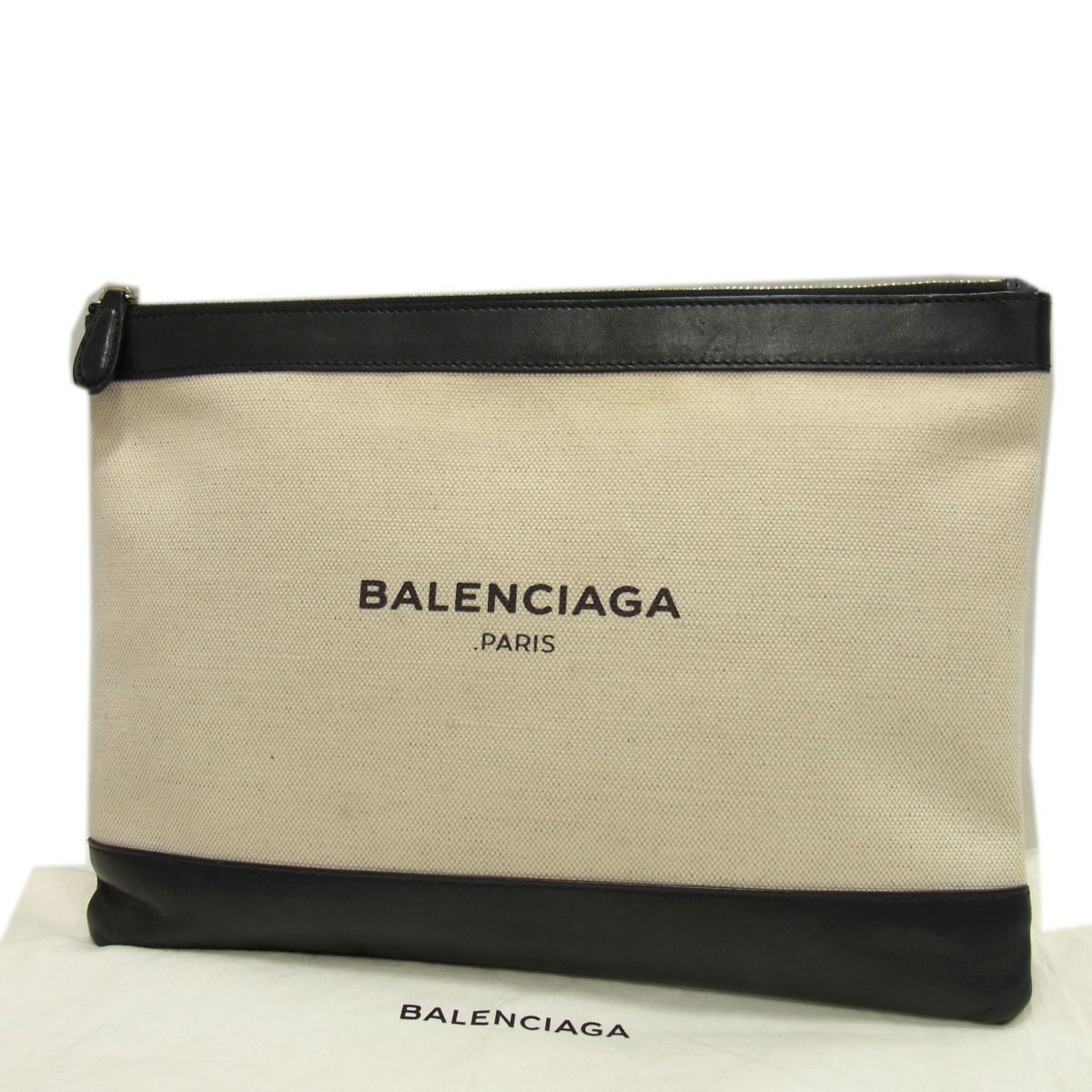 【中古】☆BALENCIAGA バレンシアガ NAVY CLIP M クラッチバッグ キャンバス&times;レザー イタリア製 レディース メンズ 保存袋付き｜ユーズドセレクトショップ BLUE