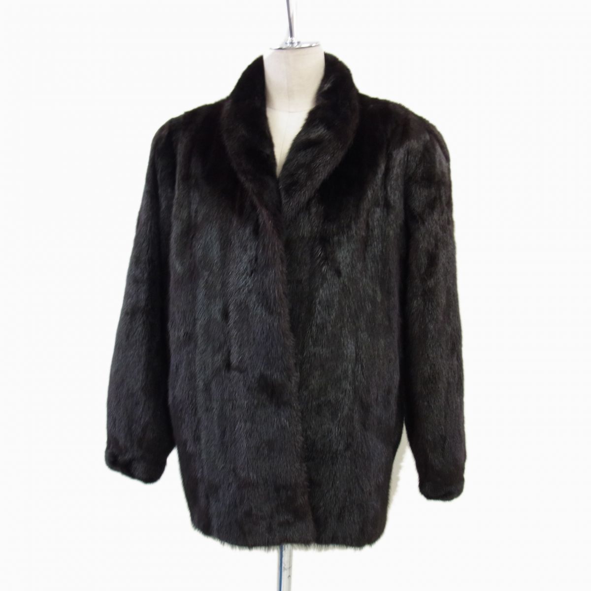 送料無料】【中古】美品 高級毛皮◇MINK FUR ブラックミンクコート