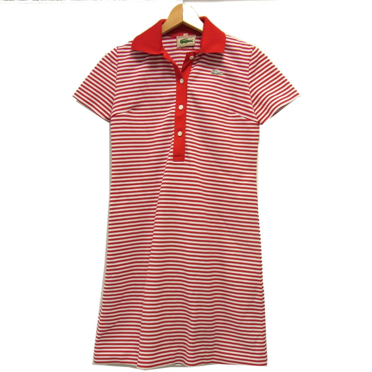 【中古】滅多にない 70s☆CHEMISE LACOSTE ラコステ ポロ衣装 鹿の子出どころ 間借り人柄 文字記号ワニ 夏物 レディース フランス共和国計画すること ビンテージ
