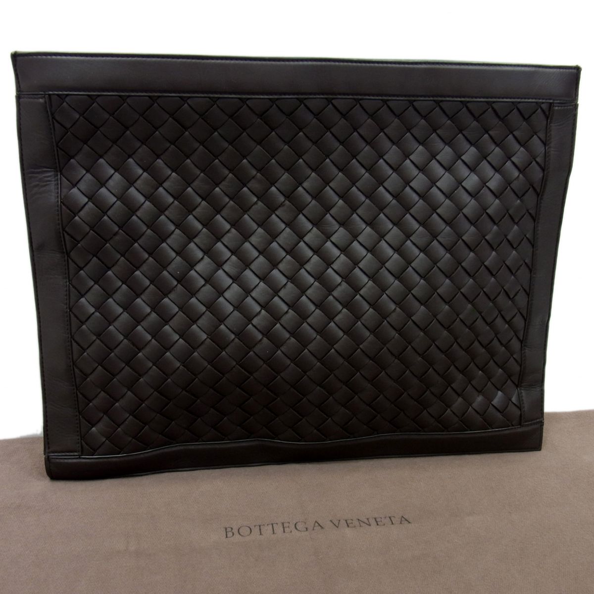 【中古】美品◇BOTTEGA VENETA イントレチャート クラッチバッグ ドキュメントケース ボッテガヴェネタ ダークブラウン 保存袋付き イタリア製｜ユーズドセレクトショップ BLUE