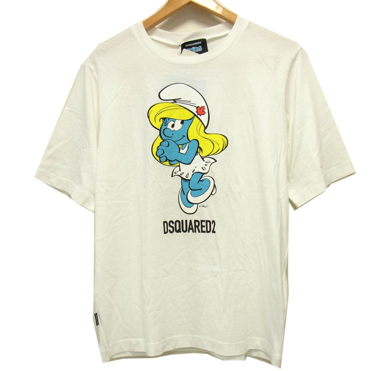 【未当て嵌める】☆DSQUARED2×スマーフ 共同研究 プルオーバー 23SS 白いこと レディース メンズ 男女兼用 半袖 刷り上げる 滅多にない