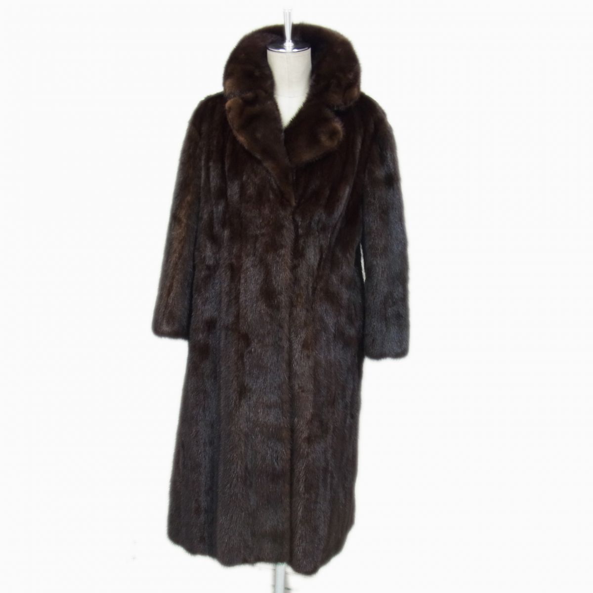 【中古】飛び切り獣の皮◇MINK FUR うす暗いミンクのコート ロング厚地の外套 毛艶 毛並み 皮室 目覚ましい  うす暗い赤銅色 本当の毛革 レディース 成人女性服