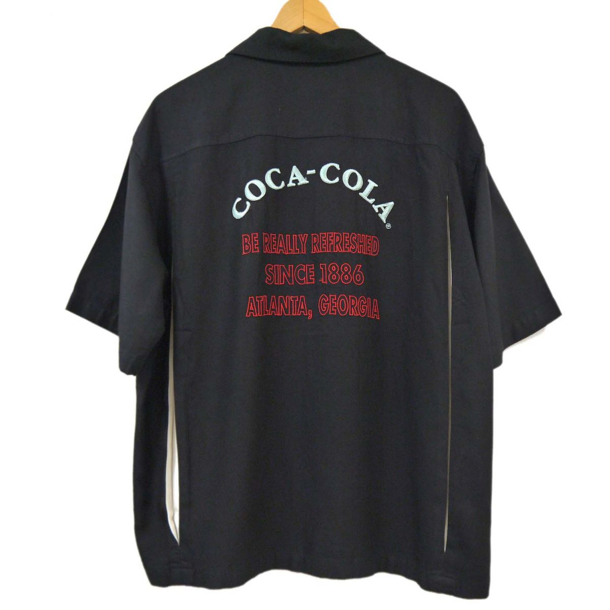 【中古】レア 90s ヴィンテージ◆CocaCola コーク ボウリングプルオーバー 開襟プルオーバー うしろ側刺しゅう 細工物プルオーバー 半袖 古着 其の折物 メンズ
