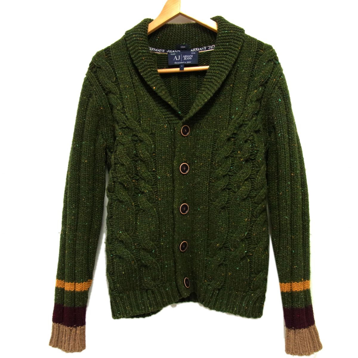 【中古】美品☆ARMANI アルマーニ 肩かけ色つや 編み物ジレー 編み物上衣 メンズ