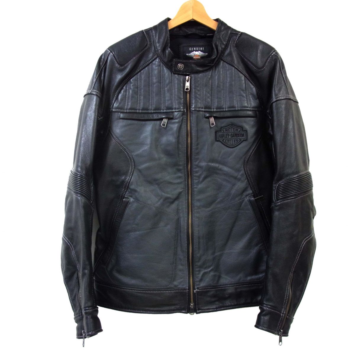 【中古】美品◆HARLEY DAVIDSON ハーレーダビッドソン シングルライダース ジャケット 牛革 山羊革 切替 レザージャケット バイク バイカー メンズ