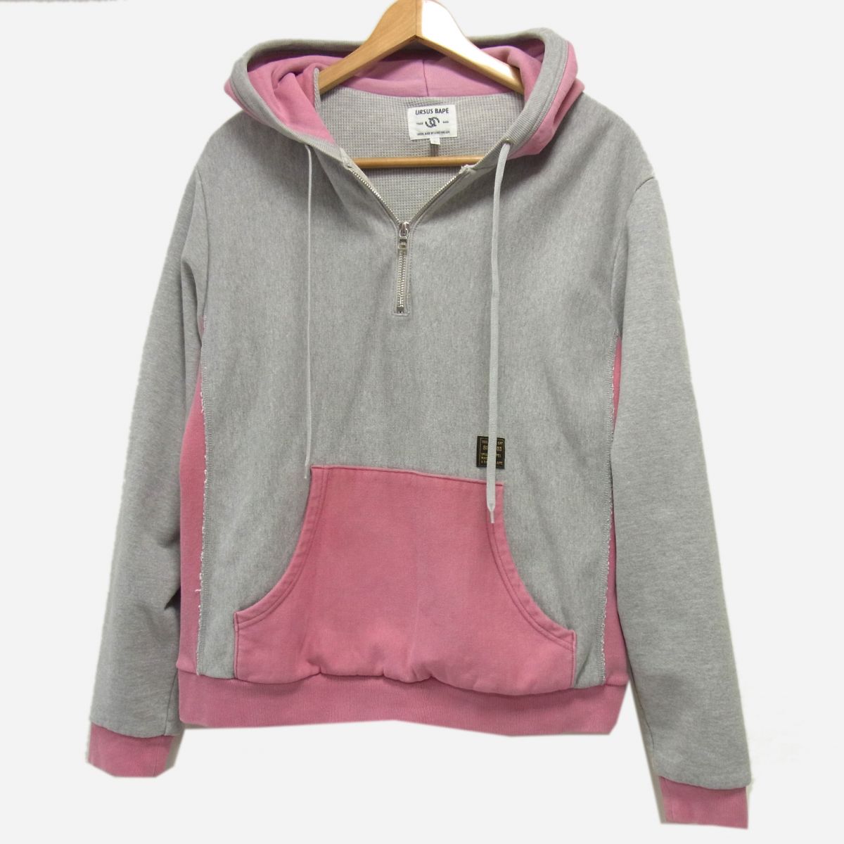 【中古】レアモデル☆A BATHING APE 裏地サーマル リバース ハーフジップパーカー URSUS BAPE スウェット WTAPS メンズ 日本製