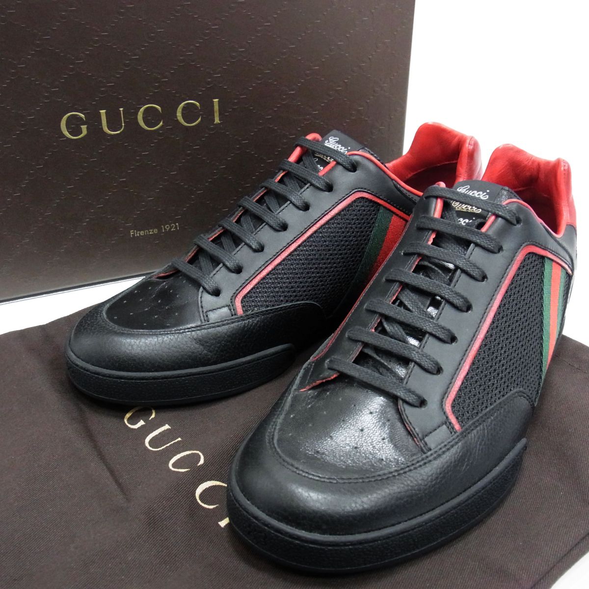 【美品】グッチ エンブロイダリー スニーカー エースビー シェリーライン 黒 9 楽天市場】【中古】グッチ シェリーライン メンズ スニーカー 268680