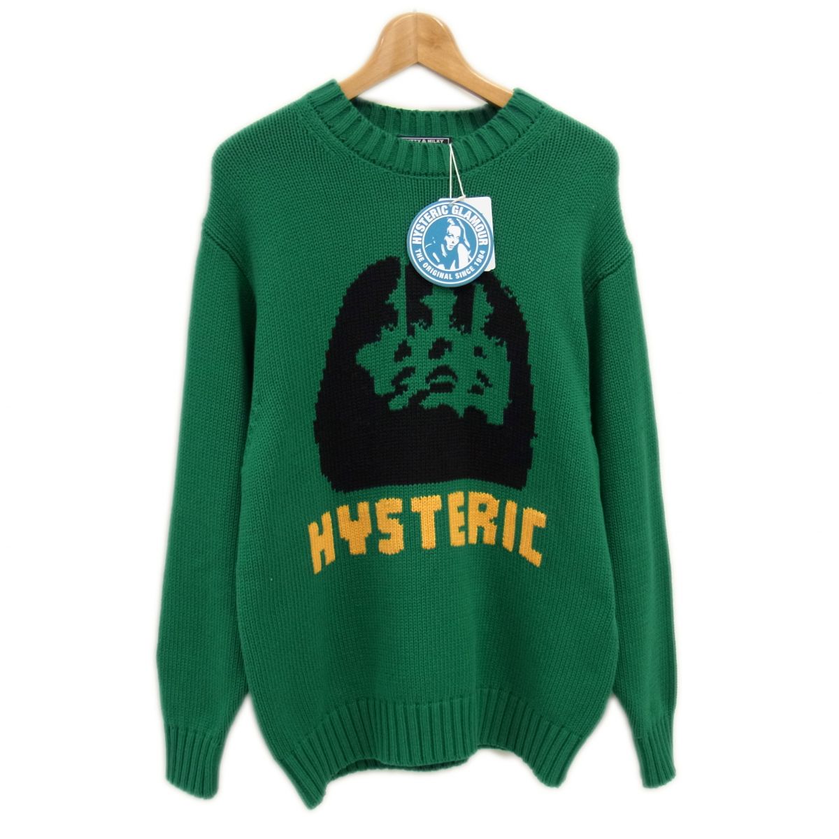 【未使用】 ◇HYSTERIC GLAMOUR MULTI WOMAN 編込みセーター グリーン ヒステリックグラマー 25AW メンズ