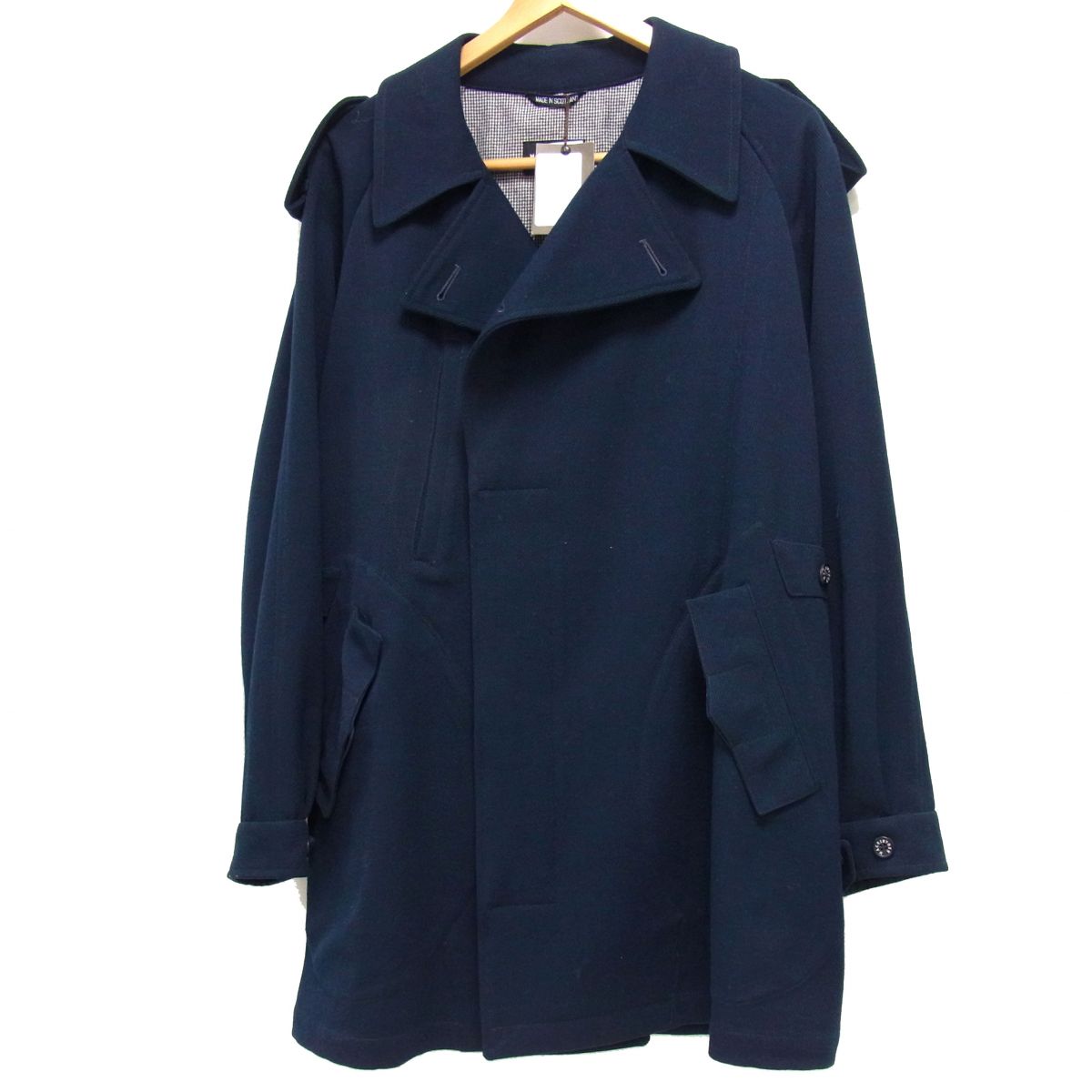 【未使用】☆MACKINTOSH マッキントッシュミリタリー ウールコート 比翼デザイン エポレット ネイビー 英国製 メンズ トレンチコート|ユーズドセレクトショップ BLUE