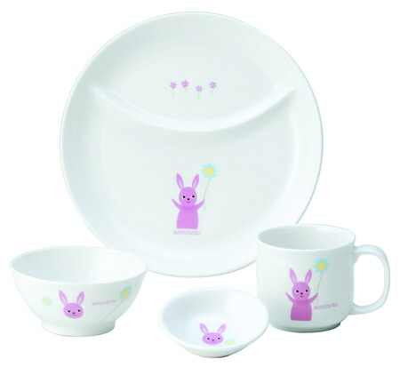 【いつものセット (うさぎ)(はなまる) 陶器通販 ブランド通販 人気通販 強化磁器 子供食器 誕生日 出産祝い 内祝い accototo(アッコトト) お子様用食器 【創業明治元年の安心
