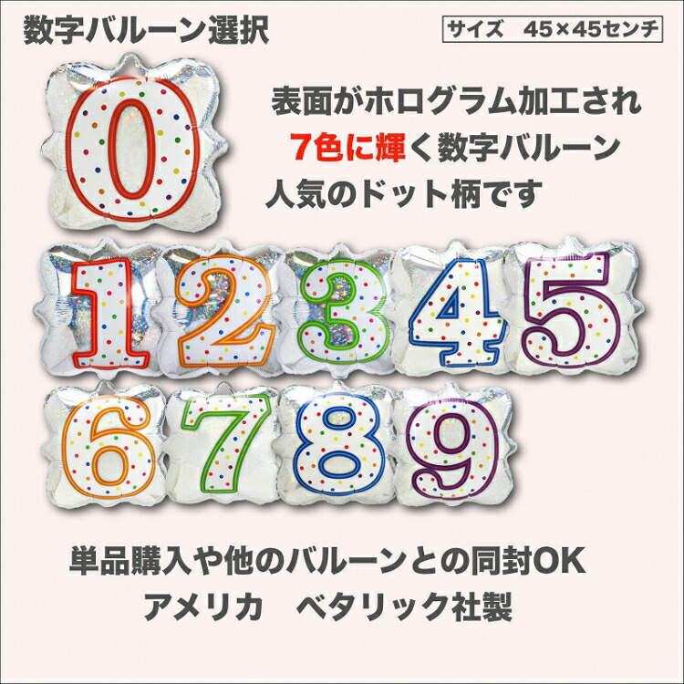 楽天市場 数字 バルーン 誕生日 記念日 キャンドル ドット べタリック ホログラム 周年 バルーンショップ ブルーバルーン