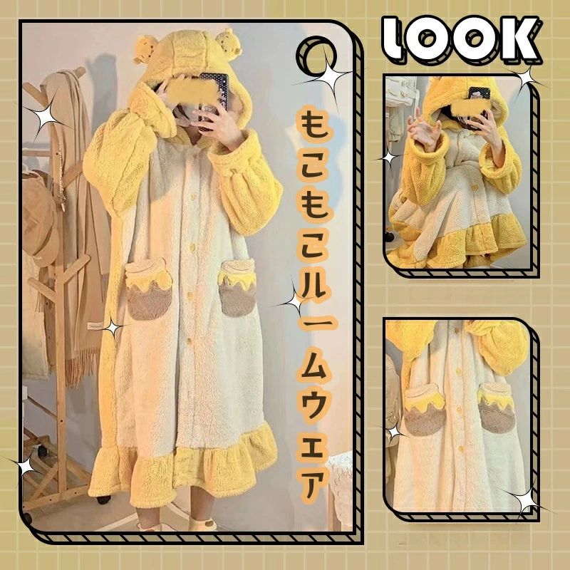 かわいい くま プリント パジャマ セット 新作 半袖 パンツ ゆったり ルームウェア 部屋着 リラックス 2点セット ID4210