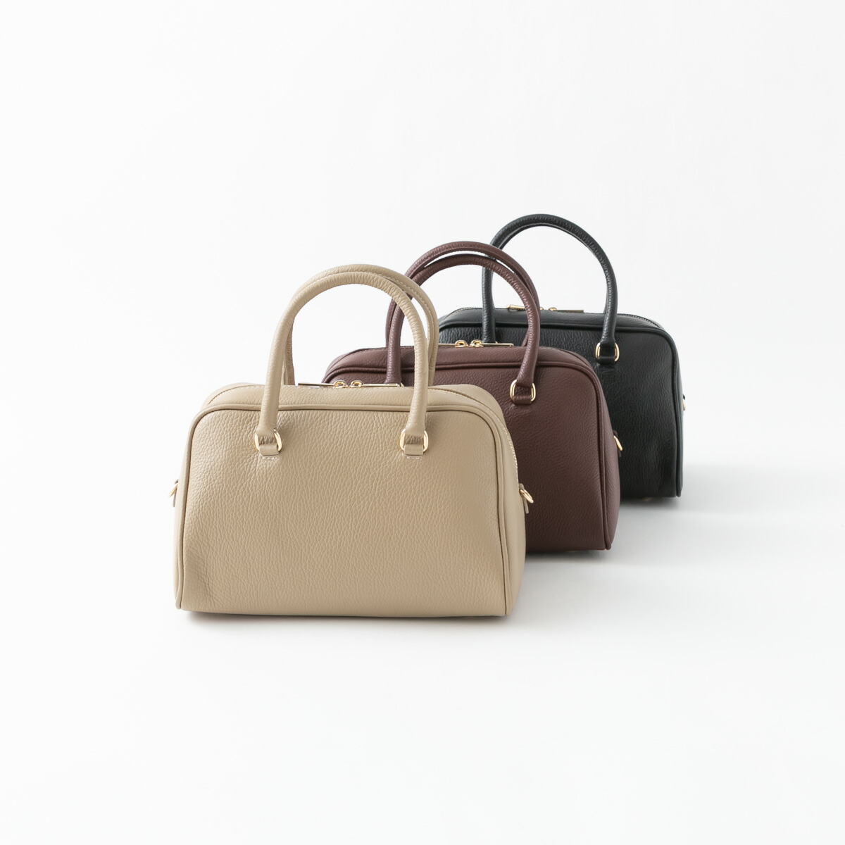 新品✨オウレンティ ミニ ボストンバッグ ハンドバッグ 2way グレージュ ◇AULENTTI（オウレンティ）ミニボストン（ボストンバッグ