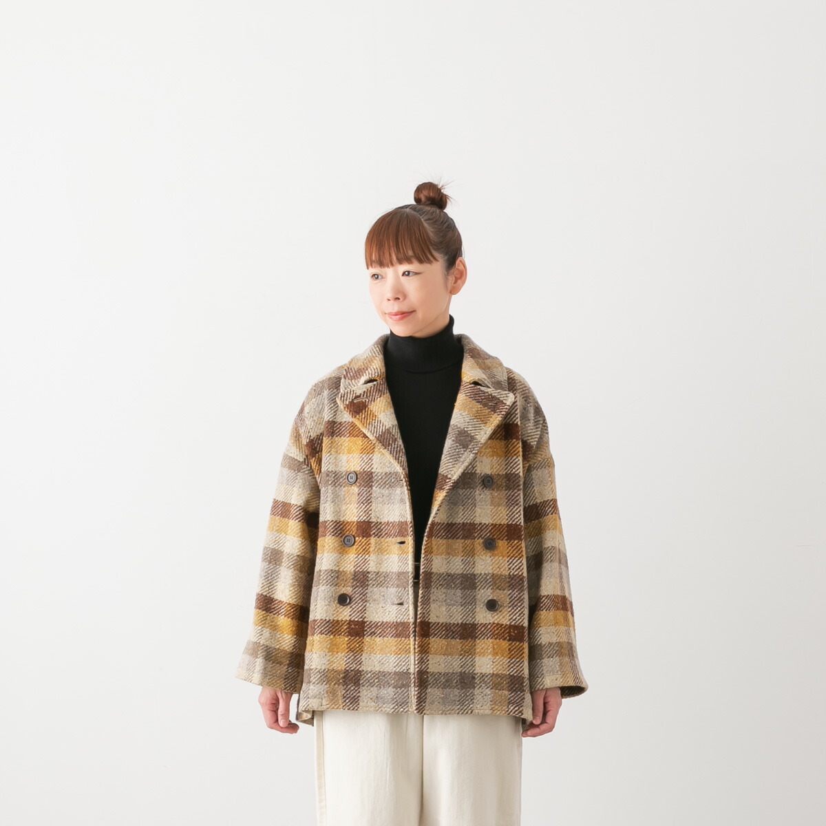 【10%OFFクーポン配布】ARMEN アーメン ＜br /＞WOOL CHECK OVERSIZED PEACOAT WITH LINING＜br /＞ウール チェック オーバーサイズ ピーコート PNAM2352C
