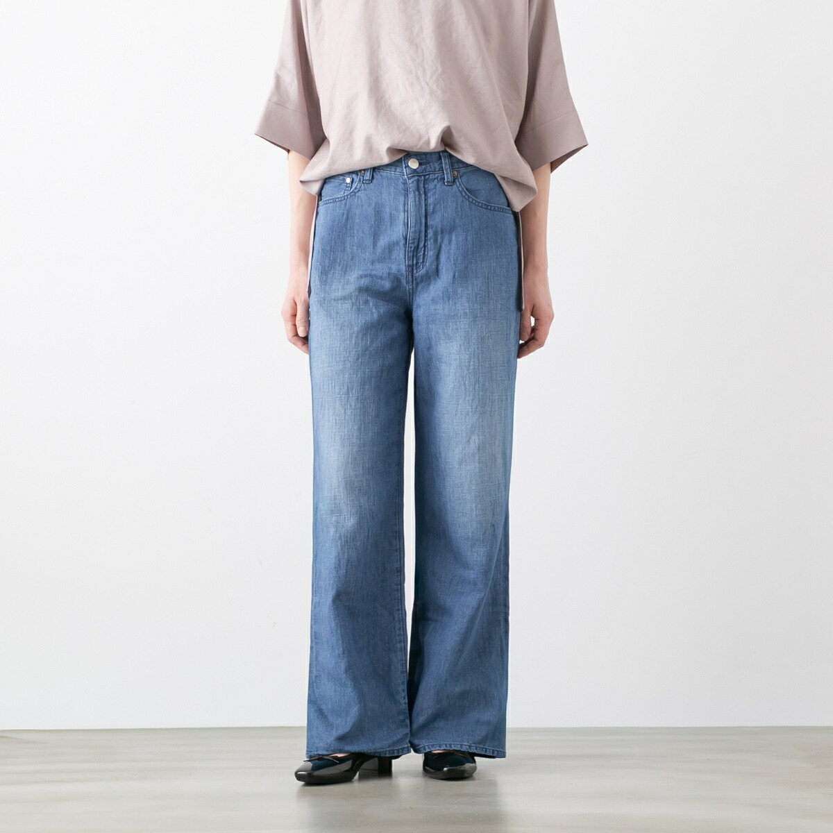 【500円クーポン配布中】(メール便OK) ＜br /＞caqu サキュウ ＜br /＞Linen Wide Flare リネン ワイド フレアパンツ 2色 24235