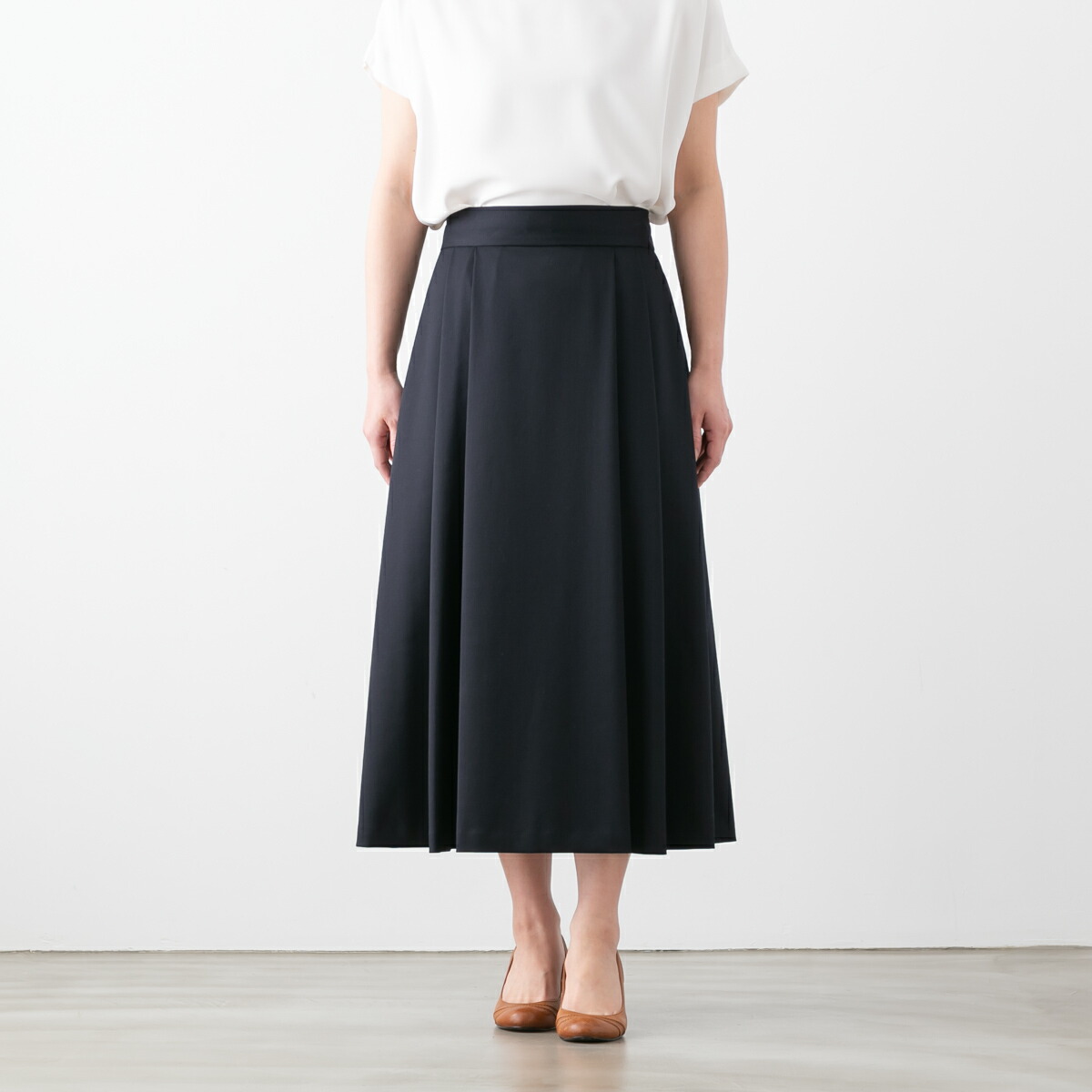 【10%OFFクーポン配布】utilite ユティリテ ＜br /＞ギャバ ストレッチ タック フレア スカート 2色 UT307SS61
