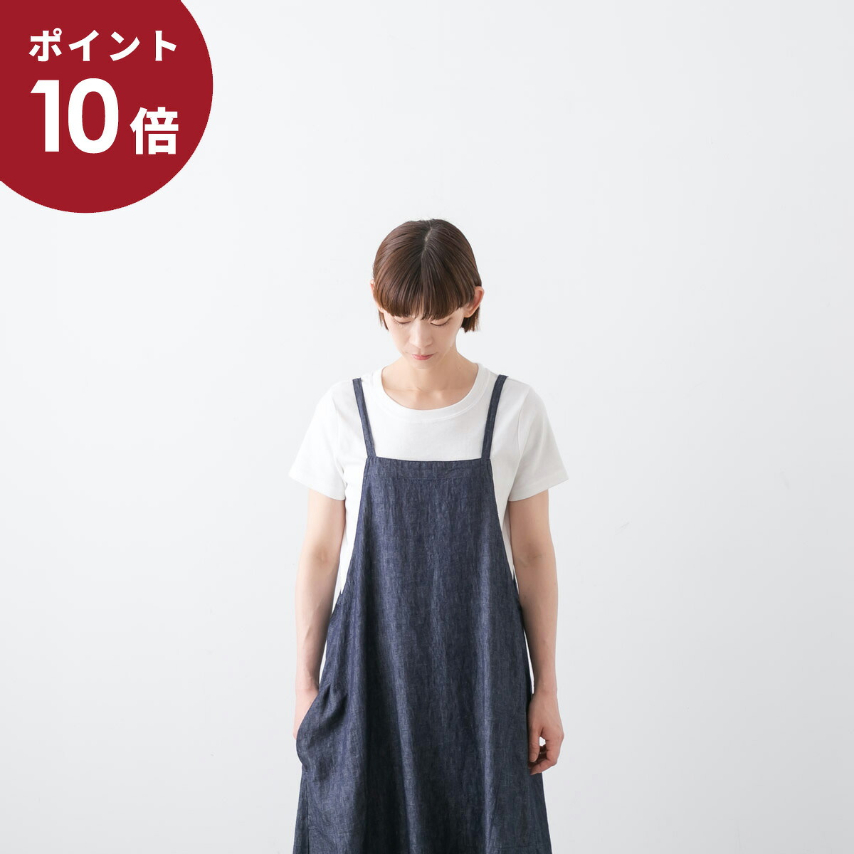 【ポイント10倍！】SARAHWEAR サラウェア L/C Denim Camisole Dress リネン コットン デニム キャミソール ドレス 2色 C4279｜bluebeat web store ブルービート