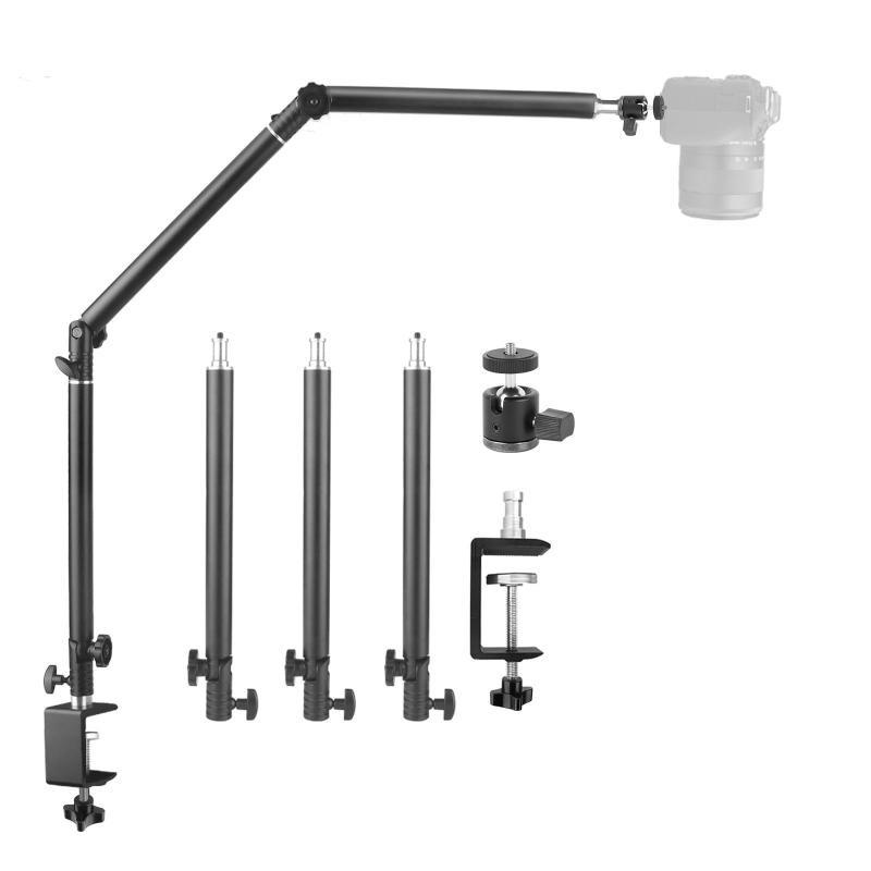 Hemmotop カメラ アーム クランプ式 自由雲台付 360度＆180度回転可 webカメラ スタンド アルミ合金製 荷重3kgまで マジックアーム フレキシブル 長さ104.5cmまで 俯瞰撮影/ネイル/書道/料理動画/お