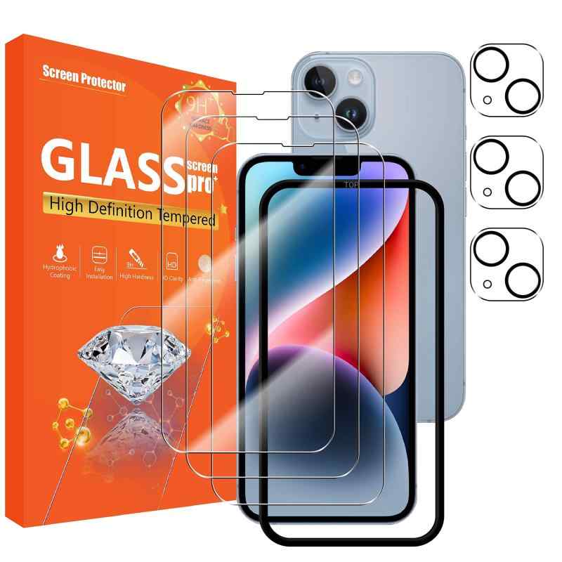 seninhi [3+3Pack] for iphone 14 (6.1inch) Screen Protector 3Pack + Camera Lens Protector 3Pack, Tempered Glass Screen Protector 7,538円